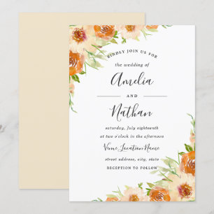 Invitación a casar acuarela floral de color de agu