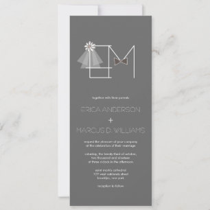 Invitación a casar al Sr. Veil & Bow Tie Monogram