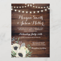 Invitación a casar Anemone Madera Floral