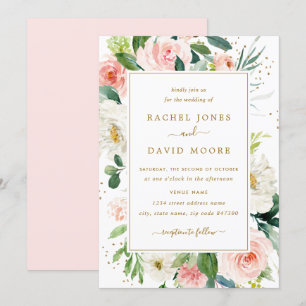 Invitación a casar color floral rosa Rubor Gold
