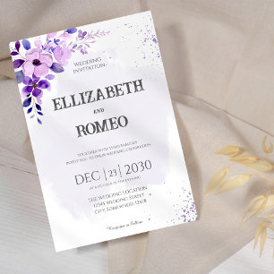 Invitación a casar color morado floral