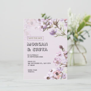 Invitación a casar color morado floral