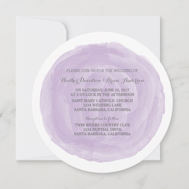 Invitación a casar color morado redondo (Anverso)