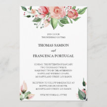Invitación a casar con acuarela floral Rosa