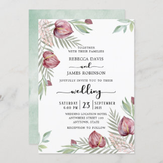 Invitación a casar con antrurio floral