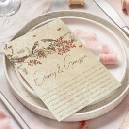 Invitación a casar con aves vitícolas para cortar 