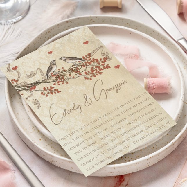 Invitación a casar con aves vitícolas para cortar  (Subido por el creador)