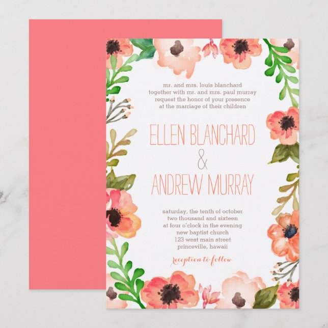 Invitación a casar con canopy (Anverso / Reverso)