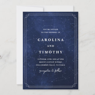 Invitación a casar con celestiales de cielo azul