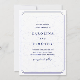 Invitación a casar con celestiales de cielo azul