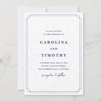 Invitación a casar con celestiales de cielo azul