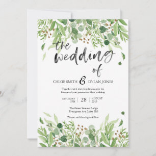 Invitación a casar con color verde verano
