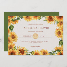Invitación a casar con el borde de girasol