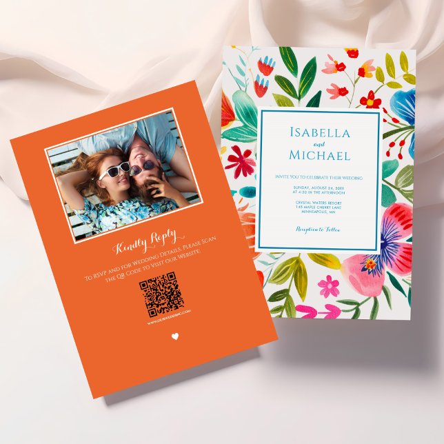 Invitación a casar con flores brillantes (Subido por el creador)