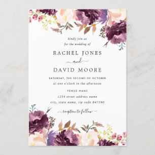 Invitación a casar con flores moradas