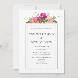 Invitación a casar con flores rosadas