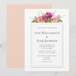 Invitación a casar con flores rosadas