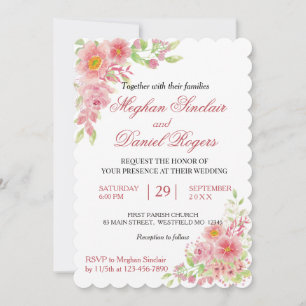 Invitación a casar con flores rosadas