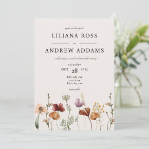 Invitación a casar con flores silvestres