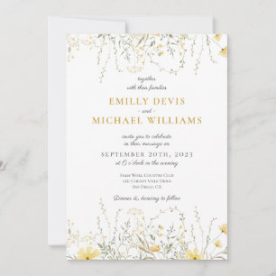 Invitación a casar con flores silvestres amarillas