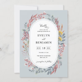 Invitación a casar con flores silvestres y polvo