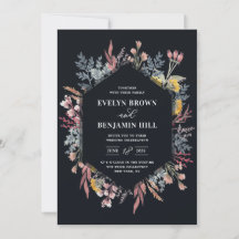 Invitación a casar con flores silvestres y polvo