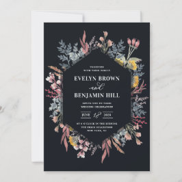 Invitación a casar con flores silvestres y polvo