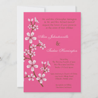 Invitación a casar con hilo de cerezo rosa 5x7