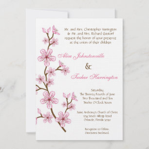 Invitación a casar con hilo de cerezo rosa 5x7