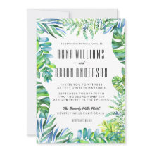 Invitación a casar con hojas verdes