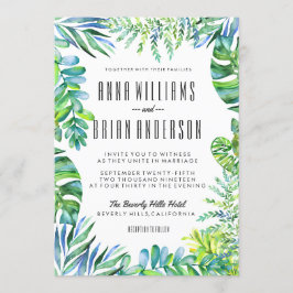 Invitación a casar con hojas verdes