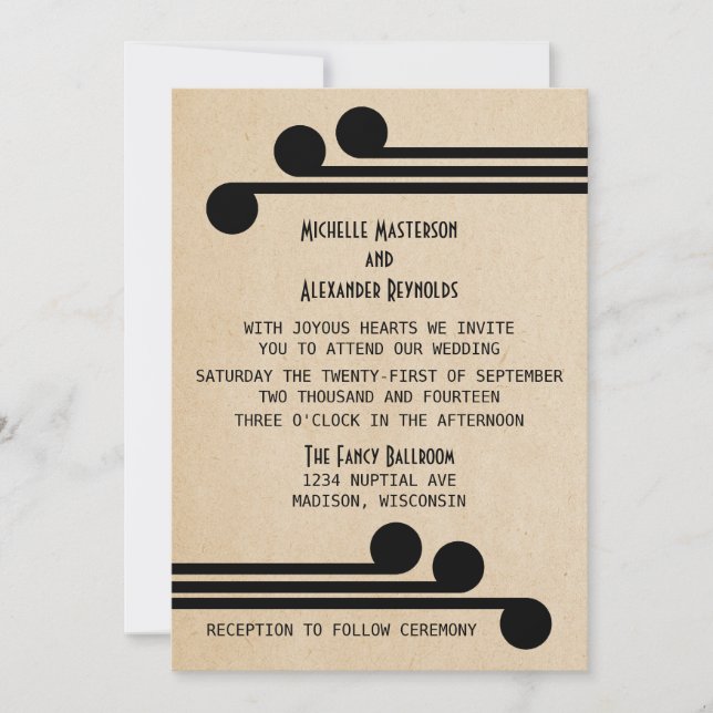 Invitación a casar con Moda de deco negro Jet (Anverso)