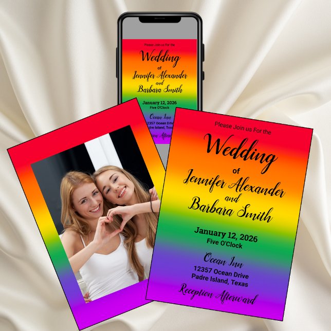 Invitación a casar con orgullo gay arcoiris (Subido por el creador)
