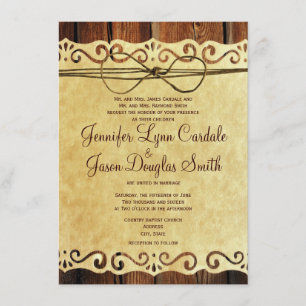 Invitación a casar con papel de vintage de madera