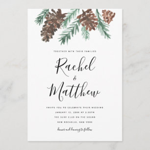 Invitación a casar con pinecone de invierno