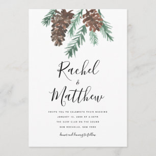 Invitación a casar con pinecone de invierno