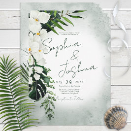 Invitación a casar con plantas tropicales de Boho