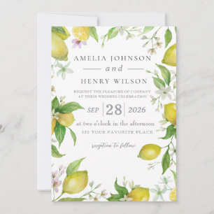 Invitación a casar de casamiento de cítricos limón