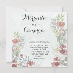 Invitación a casar de Naranja floral rústico