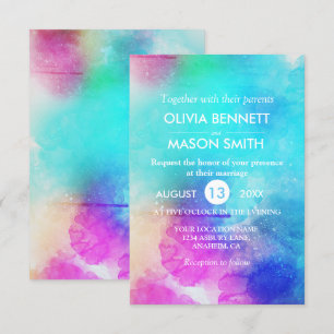 Invitación a casar en color de hoja rosa moderno
