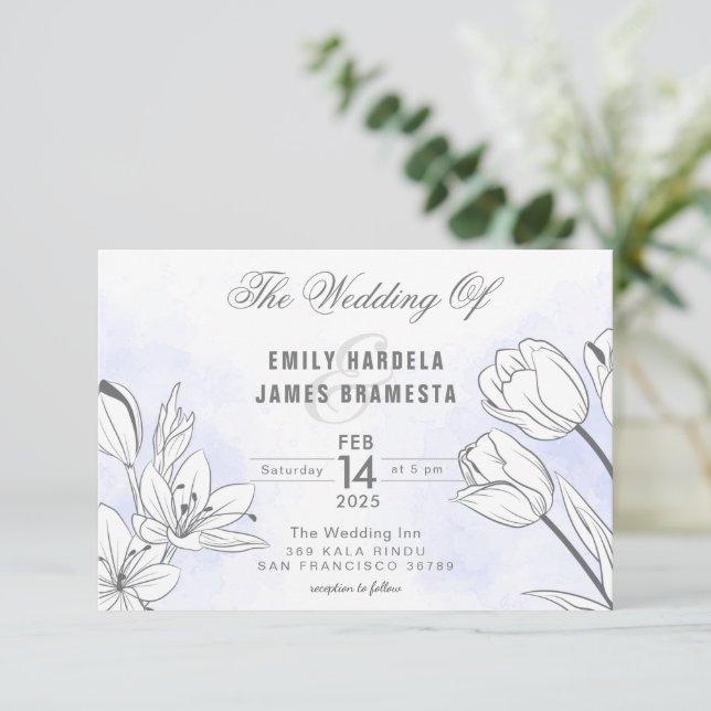 Invitación a casar Tulips (Anverso de pie)