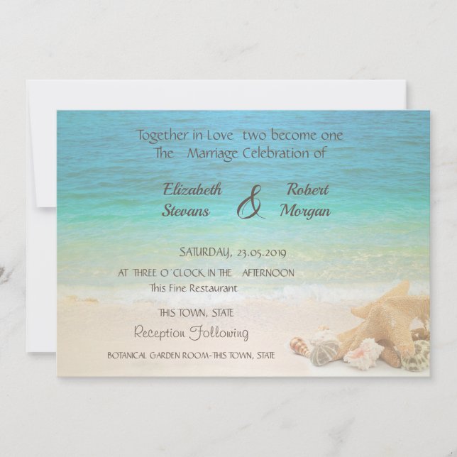 Invitación a cascos de bodas de playa (Anverso)
