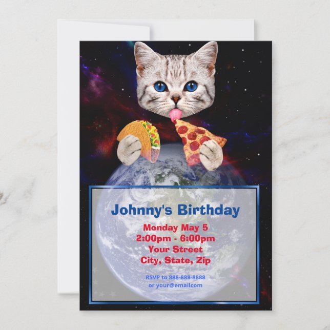 Invitación a Cat, Taco y Pizza (Anverso)