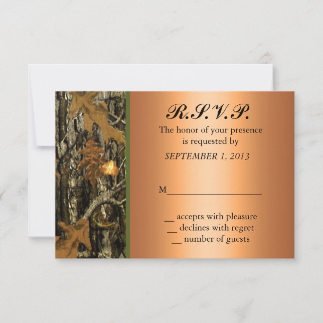 Invitación a Cazar Boda de Camo RSVP (Anverso)