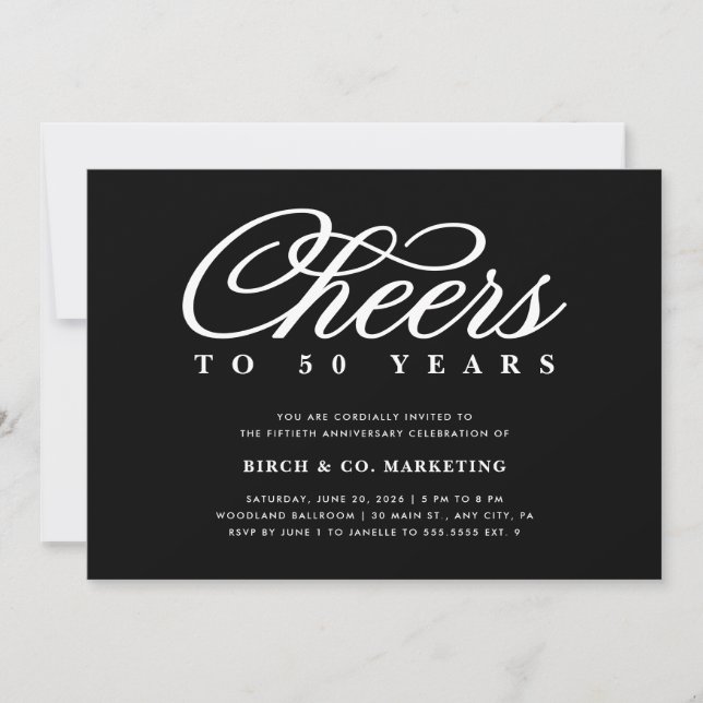 Invitación a celebrar el aniversario de negocios (Anverso)