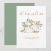 Invitación a cena de Acción de Gracias con calabaz