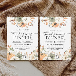 Invitación a Cena de Acción de Gracias con Calabaz