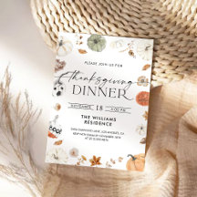 Invitación a Cena de Acción de Gracias con Calabaz