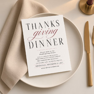 Invitación a cena de Acción de Gracias con caligra