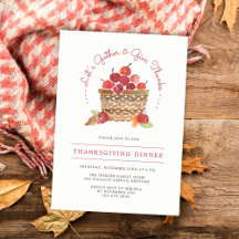 Invitación a cena de Acción de Gracias con manzana